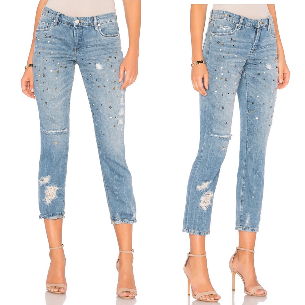 NWT BlankNYC Distressed Studded Straight Jeans